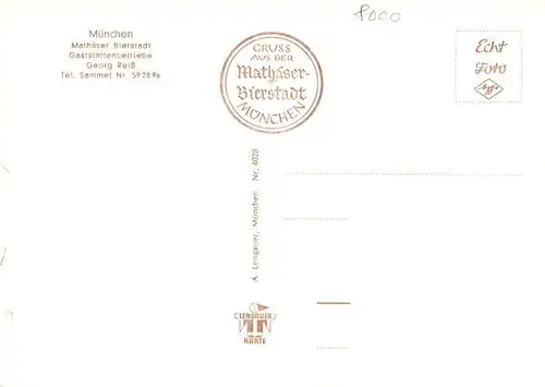 AK / Ansichtskarte  Muenchen Mathaeser Bierstadt Muenchener Stuben Veranstaltung Schwemme mit Hauptschaenke Muenchen