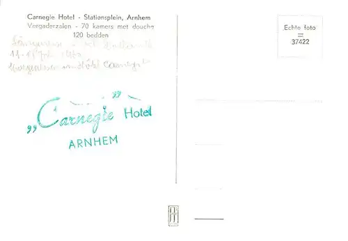 AK / Ansichtskarte 73890129 Arnhem_Arnheim_NL Carnegie Hotel Stationsplein 
