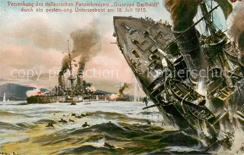 AK / Ansichtskarte  Marine_WK1 Versenkung italienischen Panzerkreuzers Giuseppe Garibaldi Marine_WK1