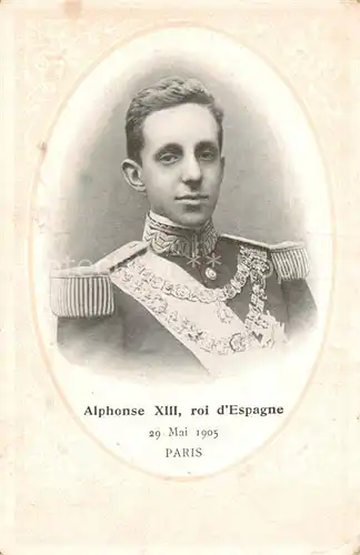 AK / Ansichtskarte 73890170 Adel_Spanien Alphonse XIII roi d Espagne Paris 