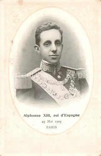 AK / Ansichtskarte  Adel_Spanien Alphonse XIII roi d Espagne Paris 