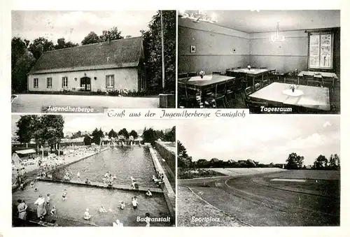 AK / Ansichtskarte  Ennigloh_Buende Jugendherberge Tagesraum Badeanstalt Sportplatz 