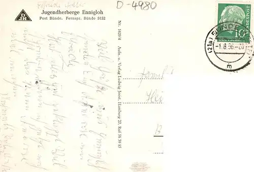 AK / Ansichtskarte  Ennigloh_Buende Jugendherberge Tagesraum Badeanstalt Sportplatz 
