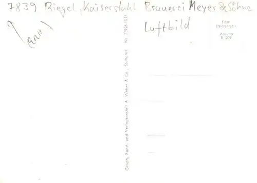 AK / Ansichtskarte  Riegel_Kaiserstuhl Brauerei Meyer und Soehne Fliegeraufnahme Riegel_Kaiserstuhl