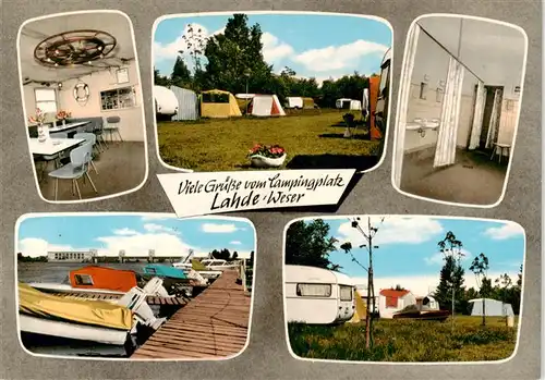 AK / Ansichtskarte  Lahde_Weser Campingplatz Teilansichten Weserpartie Lahde Weser