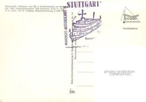 AK / Ansichtskarte  Schiffe_Ships_Navires STUTTGART Bodensee 