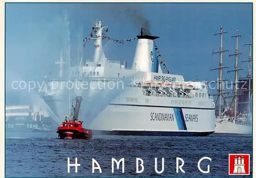 AK / Ansichtskarte 73890623 Dampfer_Oceanliner SCANDINAVIAN SEAWAYS Hamburg England 