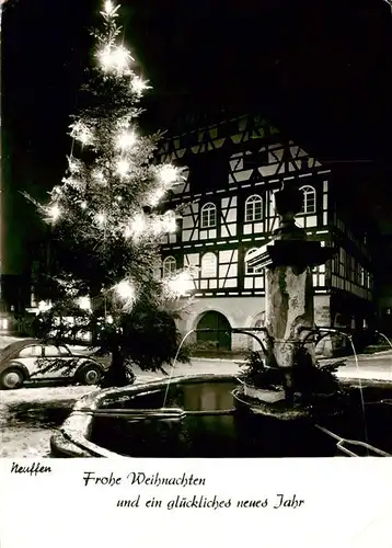 AK / Ansichtskarte  Neuffen Rathaus mit Marktbrunnen zur Weihnachtszeit Neuffen