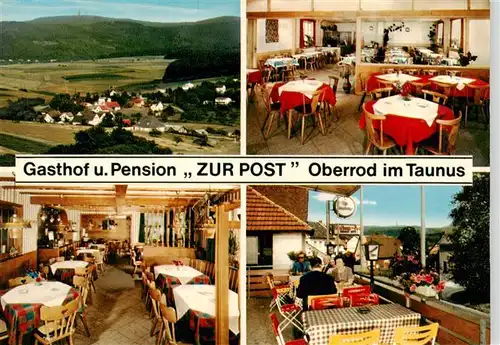 AK / Ansichtskarte  Oberrod_Taunus Gasthof Pension Zur Post Gastraeume Terrasse Panorama Oberrod Taunus