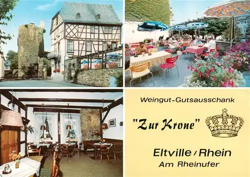 AK / Ansichtskarte  Eltville_Rhein Weingut Gutsausschank Zur Krone Gaststube Terrasse Eltville_Rhein