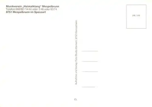 AK / Ansichtskarte 73890741 Mespelbrunn Musikverein Heimatklang Mespelbrunn