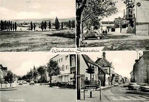 AK / Ansichtskarte  Schierstein_Wiesbaden Panorama Am Hafen Rheingaustrasse Karl Lehr Strasse mit Rathaus 