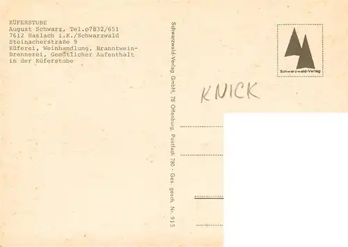 AK / Ansichtskarte  Haslach_Kinzigtal Kueferei Weinhandlung Branntweinkellerei Kueferstube Haslach_Kinzigtal