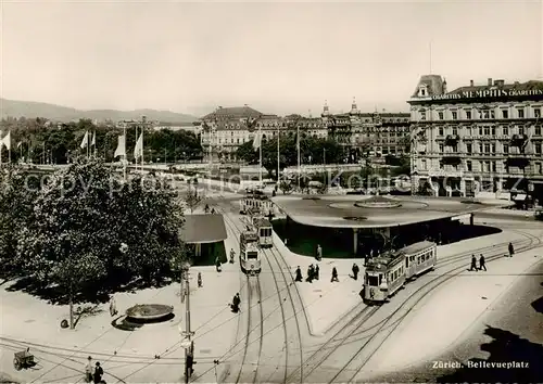 AK / Ansichtskarte  Strassenbahn_Tramway-- Zuerich Bellevueplatz 