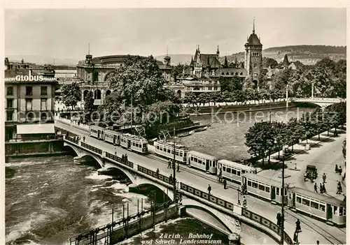 AK / Ansichtskarte  Strassenbahn_Tramway-- Zuerich Bahnhof Landesmuseum 