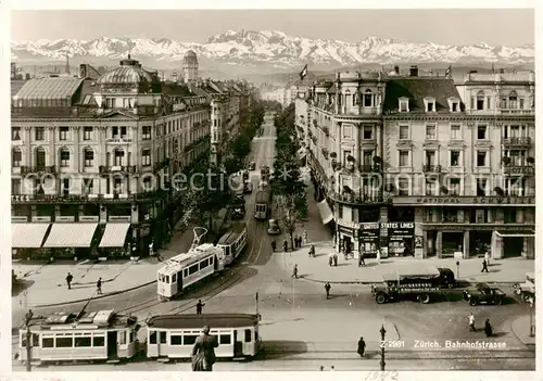 AK / Ansichtskarte  Strassenbahn_Tramway-- Zuerich Bahnhofstrasse 