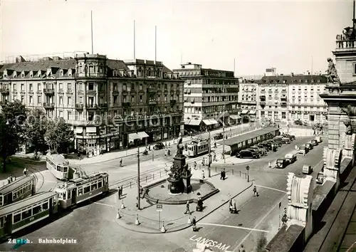 AK / Ansichtskarte  Strassenbahn_Tramway-- Zuerich Bahnhofplatz 