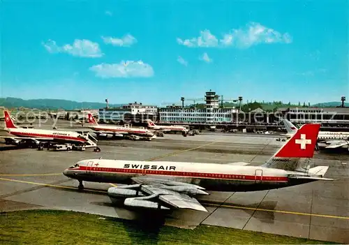 AK / Ansichtskarte  Flugzeuge_Zivil Swissair Zuerich-Kloten Flughafen 