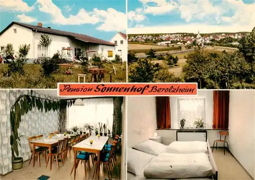 AK / Ansichtskarte  Berolzheim_Ahorn_Baden Pension Sonnenhof Gaststube Gaestezimmer Panorama 