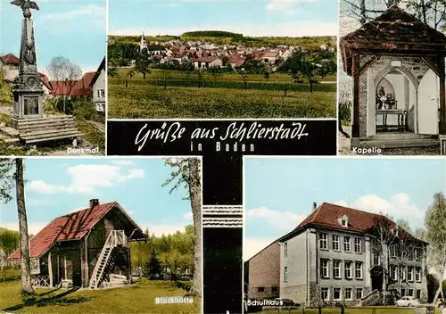 AK / Ansichtskarte 73890974 Schlierstadt_Osterburken Denkmal Panorama Kapelle Blockhuette Schulhaus 