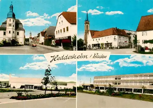 AK / Ansichtskarte 73890984 Heddesheim_Baden Kirche Ortspartien Schule Heddesheim_Baden