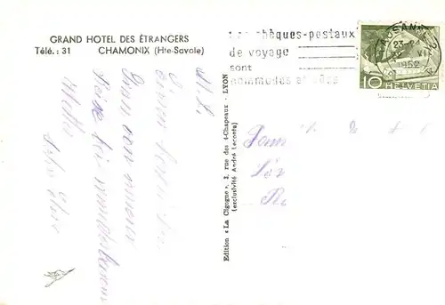 AK / Ansichtskarte  Chamonix_74_Haute-Savoie Grand Hotel des Etrangers 