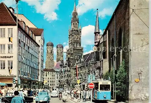 AK / Ansichtskarte  Eisenbahn_Railway_Chemin_de_Fer Muenchen Marienplatz Frauenkirche 