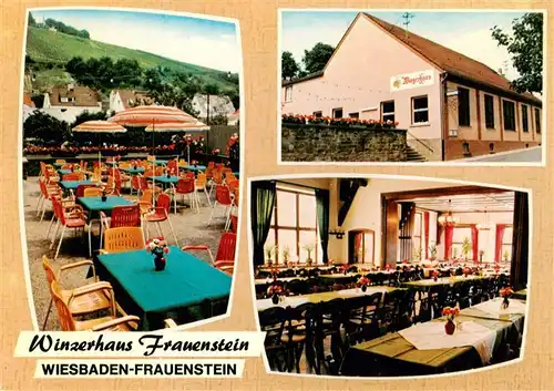 AK / Ansichtskarte 73891219 Frauenstein__Wiesbaden Winzerhaus Frauenstein Gastraum Terrasse 