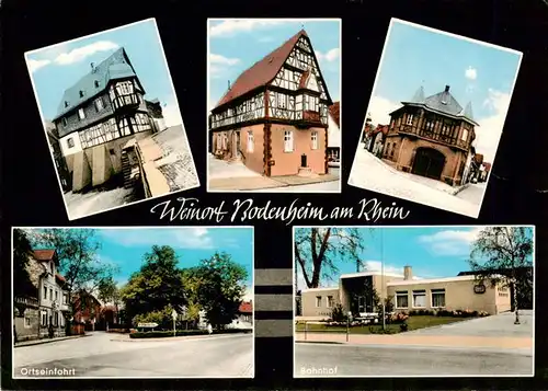 AK / Ansichtskarte  Bodenheim_Rhein Fachwerkhaeuser Ortseingang Bahnhof Bodenheim Rhein