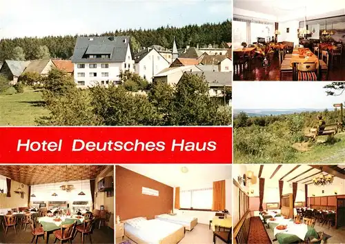 AK / Ansichtskarte 73891253 Hausen_Hoehe Hotel Deutsches Haus Gastraeume Gaestezimmer Panorama Hausen Hoehe