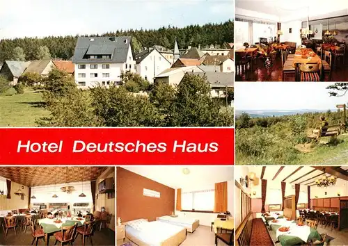 AK / Ansichtskarte  Hausen_Hoehe Hotel Deutsches Haus Gastraeume Gaestezimmer Panorama Hausen Hoehe