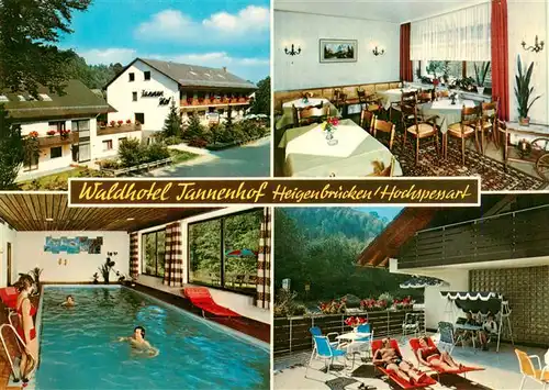 AK / Ansichtskarte 73891262 Heigenbruecken Waldhotel Tannenhof Gastraum Hallenbad Terrasse Heigenbruecken