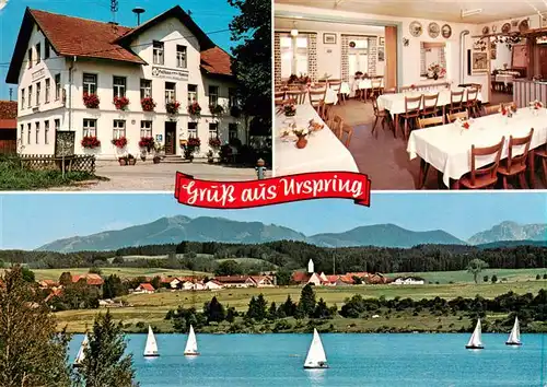 AK / Ansichtskarte  Urspring_Steingaden Gasthaus Drei Mohren Gastraum Panorama Urspring_Steingaden