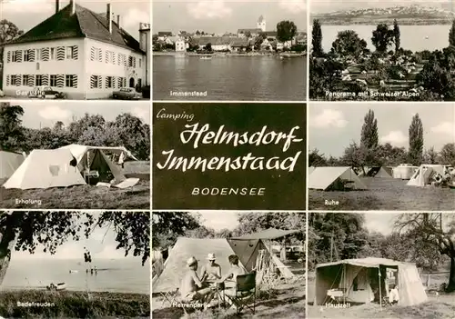 AK / Ansichtskarte 73891330 Immenstaad_Bodensee Camping Helmsdorf Gaststaette Immenstaad Panorama Erholung Ruhe Badefreuden Herrenpartie Hauszelt Immenstaad_Bodensee