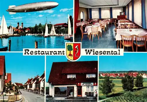 AK / Ansichtskarte 73891331 Friedrichshafen_Bodensee Zeppelin Restaurant Wiesental Strassenpartie Panorama Gastraum Friedrichshafen Bodensee
