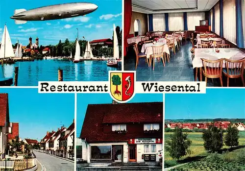 AK / Ansichtskarte  Friedrichshafen_Bodensee Zeppelin Restaurant Wiesental Strassenpartie Panorama Gastraum Friedrichshafen Bodensee