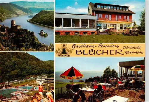 AK / Ansichtskarte  Doerscheid Gasthaus Pension Bluecher Terrasse Schwimmbad Rheinpartie Doerscheid