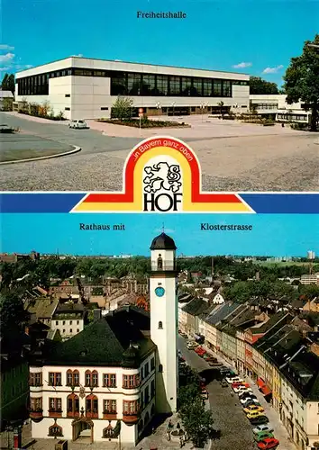 AK / Ansichtskarte  Hof__Saale Freiheitshalle Rathaus mit Klosterstrasse 