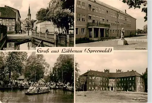 AK / Ansichtskarte  Luebbenau_Spreewald Muehleneck Mittelschule Kahnabfahrtsstelle Saeuglingsheim Luebbenau Spreewald