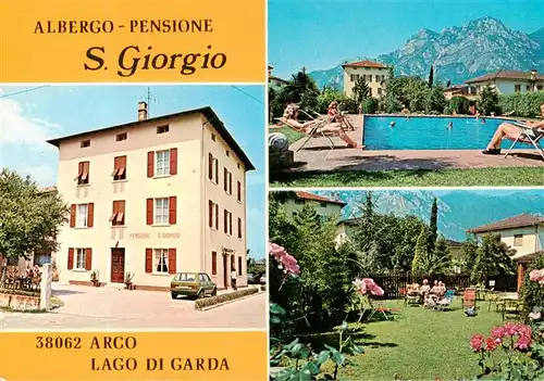 AK / Ansichtskarte 73891528 Arco__Trentino_IT Albergo Pensione S Giorgio Pool Garten 