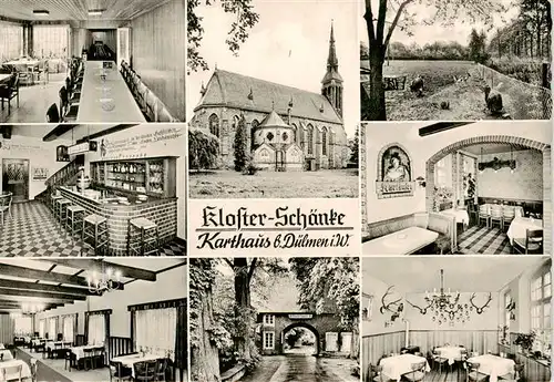 AK / Ansichtskarte  Karthaus_Duelmen Kloster Schaenke Kegelbahn Bar Gastraeume Kirche Park Karthaus Duelmen