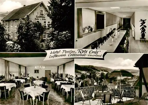 AK / Ansichtskarte  Cobbenrode_Sauerland Hotel Pension Rote Erde Gastraeume Terrasse Cobbenrode_Sauerland