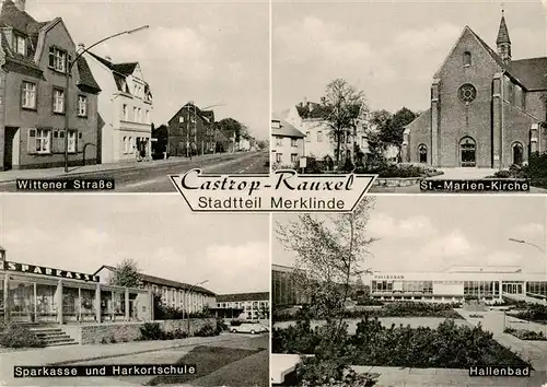 AK / Ansichtskarte  Merklinde Wittener Strasse St Marien Kirche Sparkasse und Harkortschule Hallenbad Merklinde