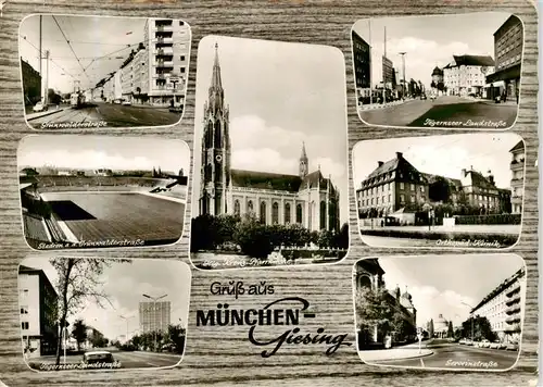 AK / Ansichtskarte  Giesing_Muenchen Gruenwalderstrasse Stadion Tegernseer Landstrasse Hl Kreuz Pfarrkirche Orthopaed Klinik Severinstrasse Giesing Muenchen