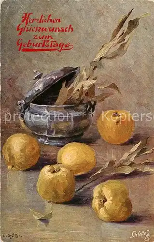 AK / Ansichtskarte  Verlag_Tucks_Oilette_Serie_Nr. 591 B Geburtstag aepfel 