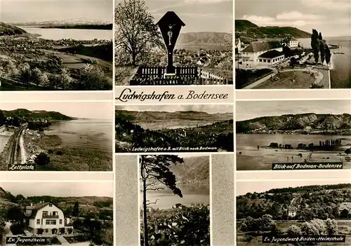 AK / Ansichtskarte  Ludwigshafen_Bodman-Ludwigshafen_Bodensee Panorama Wegekreuz Zeltplatz Ortsblick Ev Jugendheim Ev Jugendwerk Baden Heimschule 