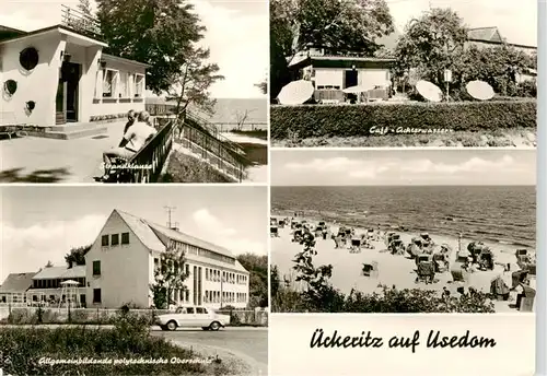 AK / Ansichtskarte 73891798 ueckeritz_Ueckeritz_Usedom Strandklause Cafe Achterwasser Allgemeinbildende polytechnische Oberschule Strand 