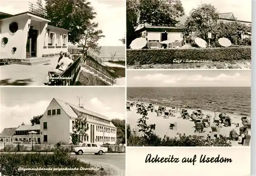 AK / Ansichtskarte  ueckeritz_Ueckeritz_Usedom Strandklause Cafe Achterwasser Allgemeinbildende polytechnische Oberschule Strand 