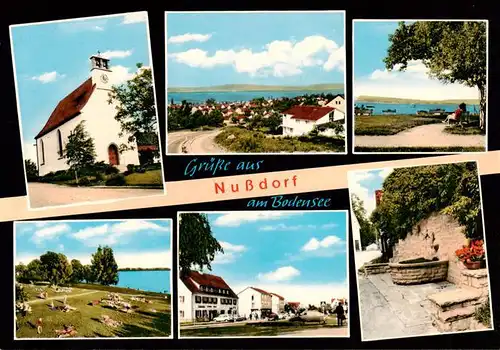 AK / Ansichtskarte  Nussdorf_Bodensee_ueberlingen Kirche Panorama Seepartien Brunnen 