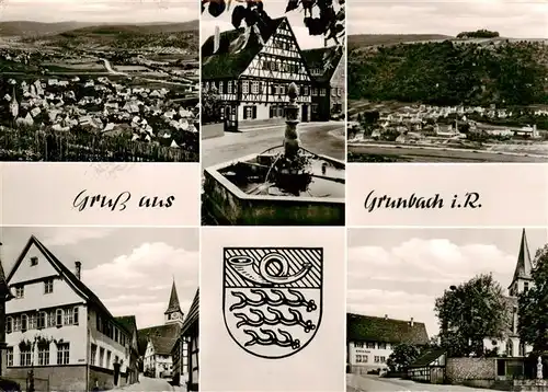 AK / Ansichtskarte  Grunbach_Remshalden Panorama Marktbrunnen Ortspartien Kirche Grunbach Remshalden